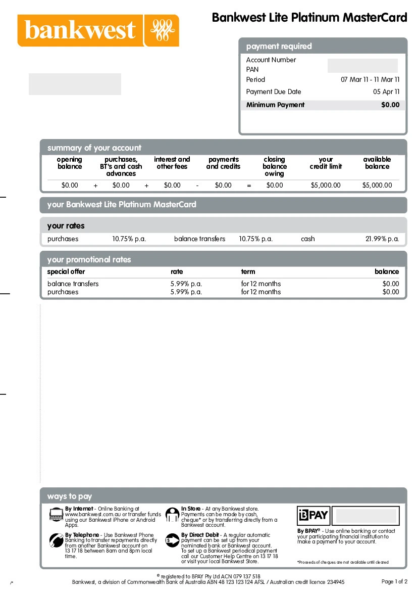 bankwest personal loan