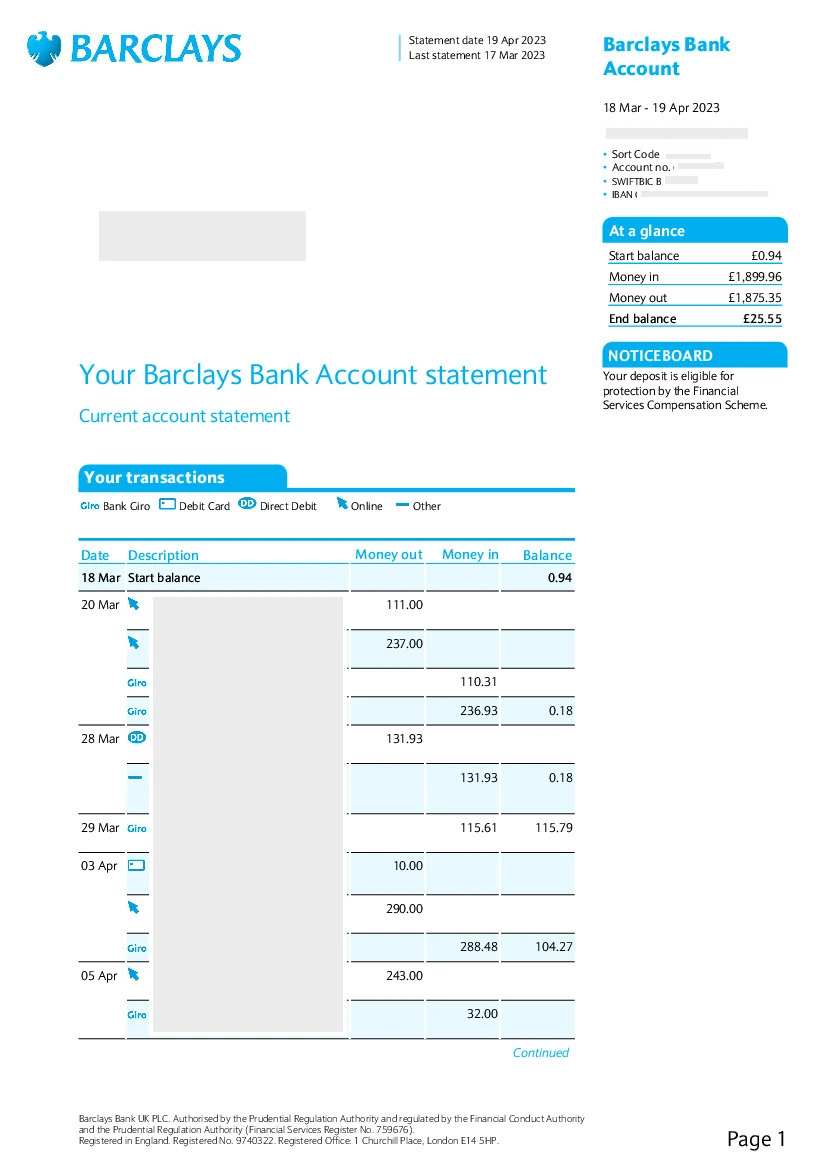 Convert Barclays statements to excel.